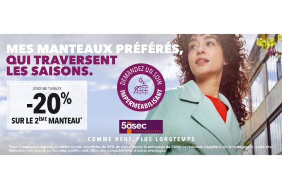 5àsec – Manteaux -20% sur le 2ème article