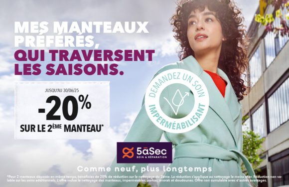5àsec -20% sur le 2ème manteau