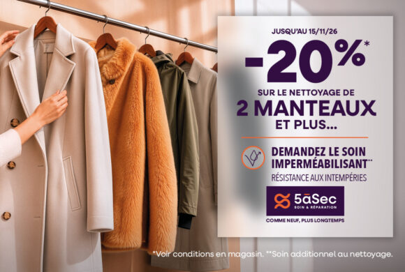 5àsec – 20% sur vos manteaux