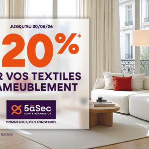 5àsec – 20% sur vos textiles d&rsquo;ameublement