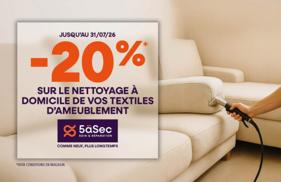 5àsec – 20% sur vos textiles d&rsquo;ameublement