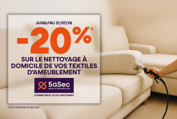 5àsec – 20% sur vos textiles d&rsquo;ameublement